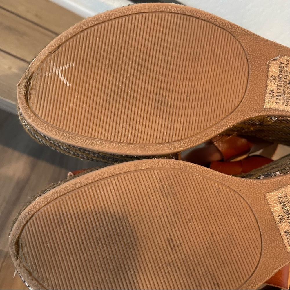 Maurices Wedge Sandals 7.5 Tan Strappy Platform Espadrille Boho Summer - Picture 10 of 14
